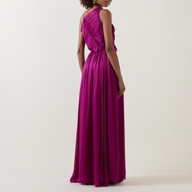 Aisha Pleated Asymmetrical Gown