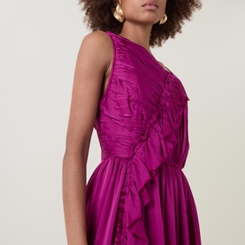 Aisha Pleated Asymmetrical Gown