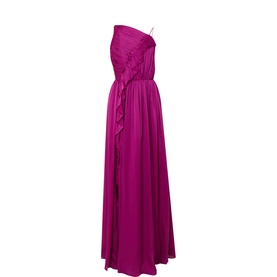 Aisha Pleated Asymmetrical Gown
