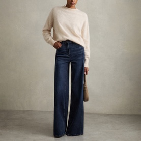 Heather Stretch Wide Leg Jeans