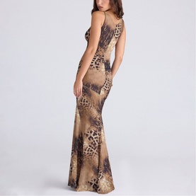 Sacha Leopard Panelled Bias Cut Dress