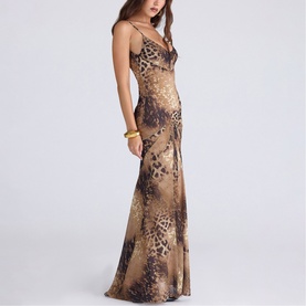 Sacha Leopard Panelled Bias Cut Dress
