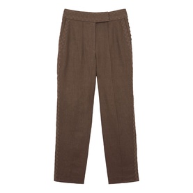 Mila Linen Wave-Trim Tapered Trousers