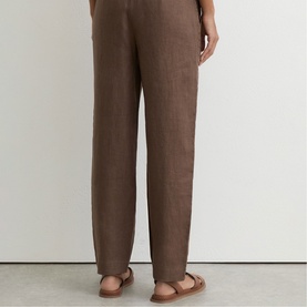 Mila Linen Wave-Trim Tapered Trousers
