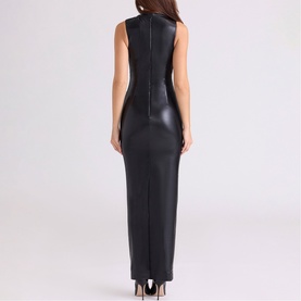 Maya Draped Faux Leather Dress