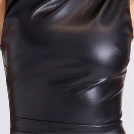 Maya Draped Faux Leather Dress