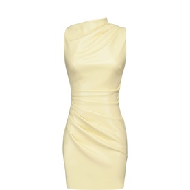 Maya Draped Faux Leather Mini Dress