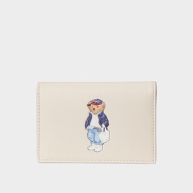 Bear Logo Leather Flap Cardholder