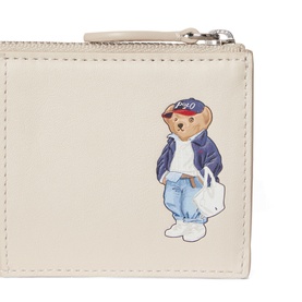 Bear Logo Leather Zip Cardholder