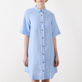 Sardiae Linen Mini Shirt Dress