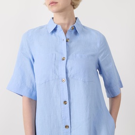 Sardiae Linen Mini Shirt Dress