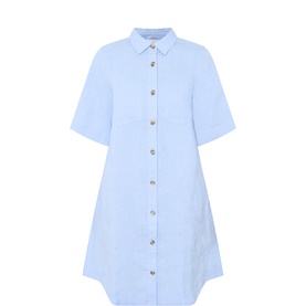 Sardiae Linen Mini Shirt Dress