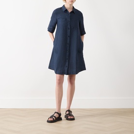 Sardiae Linen Mini Shirt Dress