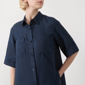Sardiae Linen Mini Shirt Dress