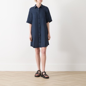 Sardiae Linen Mini Shirt Dress
