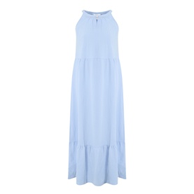 Part Two light blue halterneck maxi dress with tiered skirt and keyhole neckline detail, sleeveless