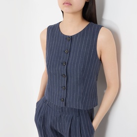 Azania Pinstripe Linen Waistcoat