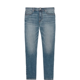 Reiss Picton Slim Leg Jeans in mid-wash blue, slim fit with five-pocket styling, belt loops, and clean hems