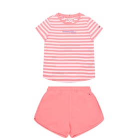 Stripe Logo T-Shirt & Shorts Two-Piece Set