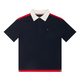 Flag Logo Colour-Blocked Rugby Polo Shirt