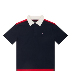 Flag Logo Colour-Blocked Rugby Polo Shirt