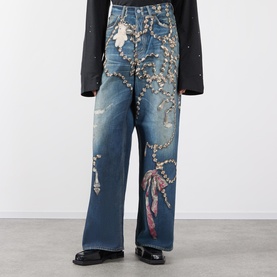 Trompe-L&rsquo;oeil Mid-Rise Wide Leg Jeans