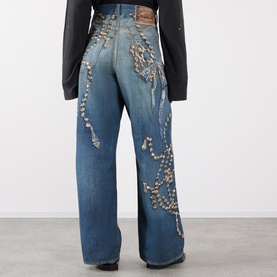 Trompe-L&rsquo;oeil Mid-Rise Wide Leg Jeans
