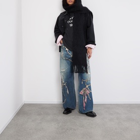 Trompe-L&rsquo;oeil Mid-Rise Wide Leg Jeans