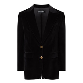 Velvet Single-Breasted Fitted Blazer