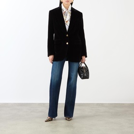 Velvet Single-Breasted Fitted Blazer