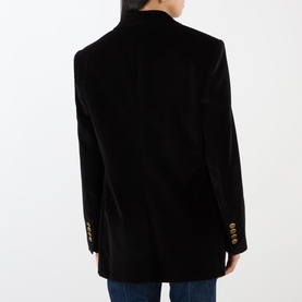 Velvet Single-Breasted Fitted Blazer