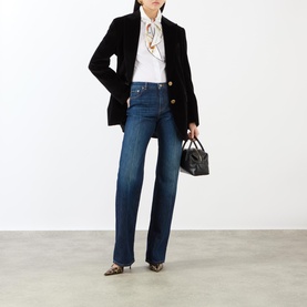 Velvet Single-Breasted Fitted Blazer