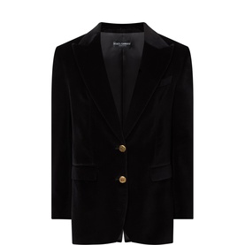 Velvet Single-Breasted Fitted Blazer