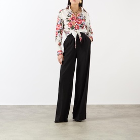 Flower Bouquet Print Knot Blouse