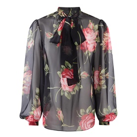 Floral Sheer Silk Blouse