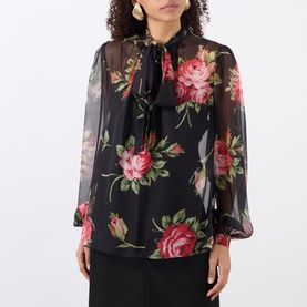 Floral Sheer Silk Blouse