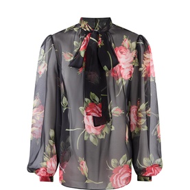 Floral Sheer Silk Blouse