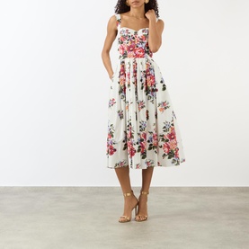 Flower Bouquet Print Dress