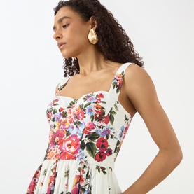 Flower Bouquet Print Dress