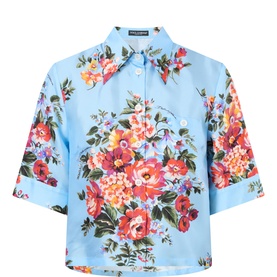 Flower Bouquet Print Silk Blouse