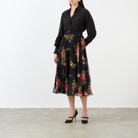 High-Rise Floral Flared Skirt