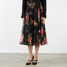 High-Rise Floral Flared Skirt