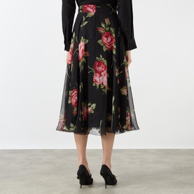 High-Rise Floral Flared Skirt