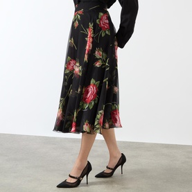 High-Rise Floral Flared Skirt