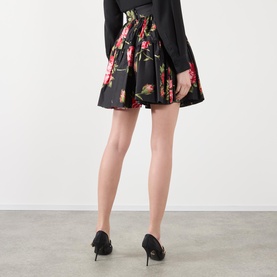 High-Rise Floral Pleated Mini Skirt