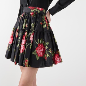 High-Rise Floral Pleated Mini Skirt