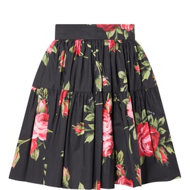 High-Rise Floral Pleated Mini Skirt