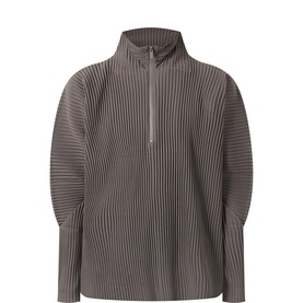 Pleated Half Zip Sweatshirt