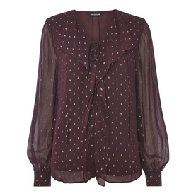 Printed Dobby Frill Blouse