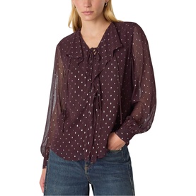 Printed Dobby Frill Blouse